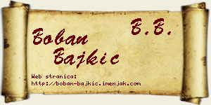 Boban Bajkić vizit kartica